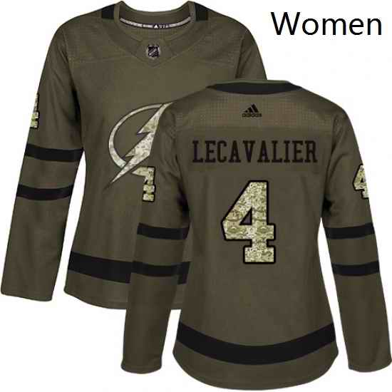 Womens Adidas Tampa Bay Lightning 4 Vincent Lecavalier Authentic Green Salute to Service NHL Jersey
